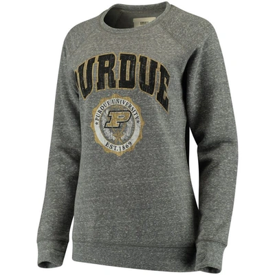 Pressbox Women's Heathered Gray Purdue Boilermakers Edith Vintage-like Knobi Pullover Sweatshirt