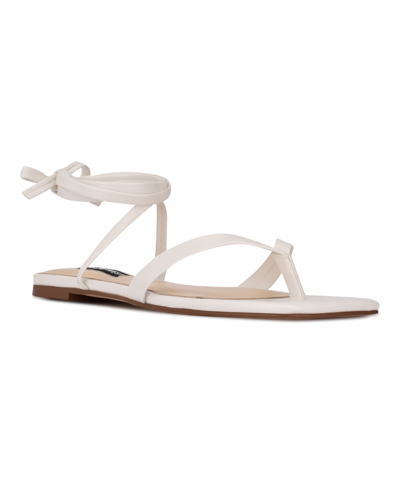 Nine West Women's News Ankle Wrap Thong Sandals In White