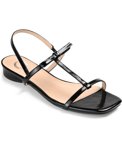 Journee Collection Women's Zaidda T Strap Flat Sandals In Black