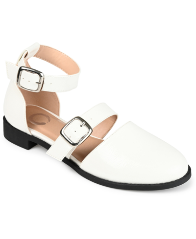 Journee Collection Women's Constance Double Buckle Flats In White