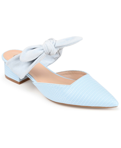 Journee Collection Women's Melora Bow Detail Slip On Mules In Blue