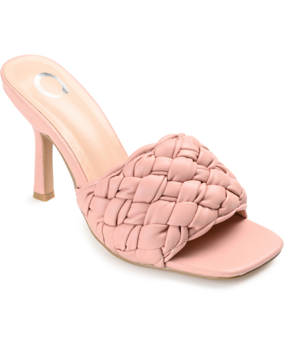 Journee Collection Women's Raquelah Woven Stiletto Sandals In Pink