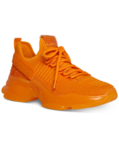 Steve Madden Women's Maxima Rhinestone-trim Trainer Sneakers In Orange