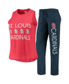 Concepts Sport Women's  Navy, Red St. Louis Cardinals Meter Muscle Tank Top And Pants Sleep Set In Navy/red