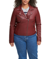 Levi's Plus Size Trendy Faux Leather Moto Jacket In Deep Red