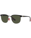 Ray Ban Rb3698m Scuderia Ferrari Collection Sunglasses Matte Black Frame Green Lenses 53-20 In Black On Gunmetal