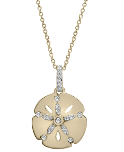 Wrapped Diamond Starfish Sand Dollar Pendant Necklace (1/10 Ct. T.w.) In 14k Gold-plated Sterling Silver, 16