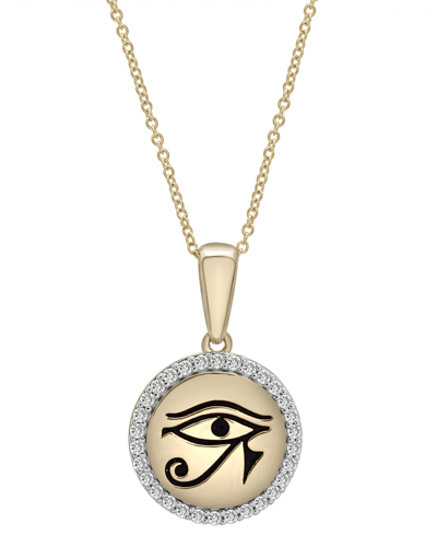 Wrapped Diamond Eye Of Horus Medallion Pendant Necklace (1/4 Ct. T.w.) In 14k Gold-plated Sterling Silver 10