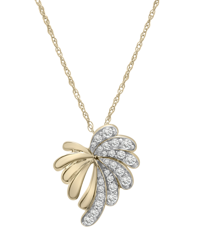 Wrapped Diamond Palm Tree Pendant Necklace (1/5 Ct. T.w.) In 10k Gold, 16" + 2" Extender, Created For Macy's In Yellow Gold