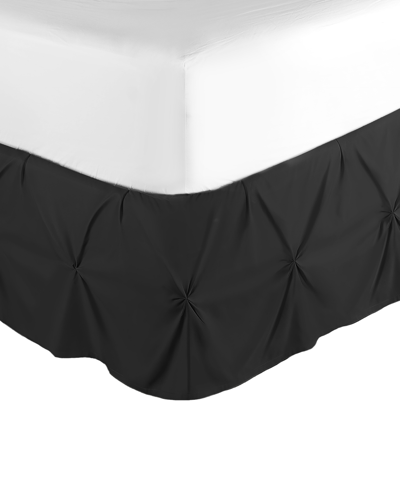 Nestl Bedding Bedding 14" Tailored Pinch Pleated Bedskirt, Queen In Black