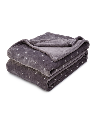 Superior Ultra -plush Polka Dot Fleece Blanket, King In Gray