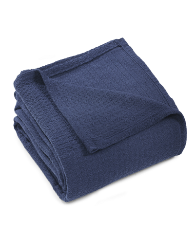 Superior Ultra-soft Textured Weave Blanket, Full/queen In Navy Blue