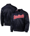 PRO STANDARD MEN'S PRO STANDARD NAVY ST. LOUIS CARDINALS WORDMARK SATIN FULL-SNAP JACKET