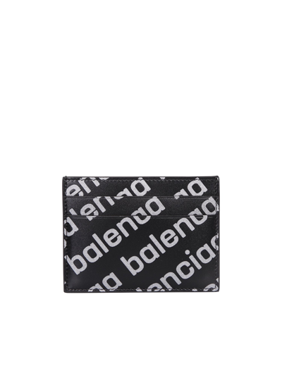 Balenciaga Cash Logo Print Cardholder In Black