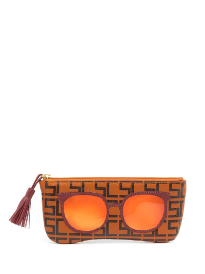 Sarah Chofakian Zip-up Glasses Holder In Orange