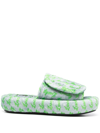 Natasha Zinko Lucky Touch-strap Slides In Grey