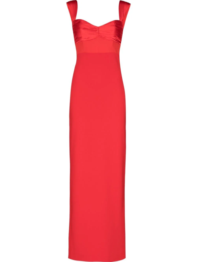 Solace London Calluna Satin-trim Column Dress In Red