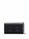 Maison Margiela Four-stitch Leather Wallet-on-chain In Schwarz