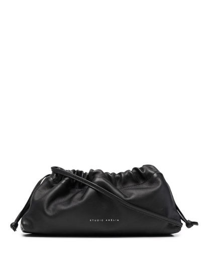 Studio Amelia Drawstring Mini Leather Bag In Blk Black