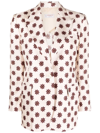 Alberto Biani Geometric-pattern Silk Blazer In Nude