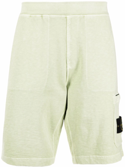 Stone Island Compass-patch Track Shorts In Grün