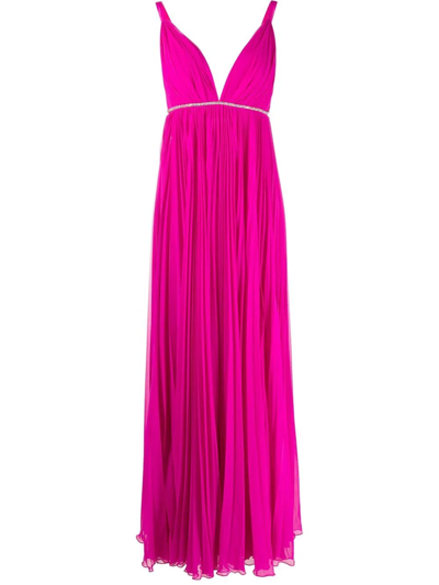 Tassos Mitropoulos Pleated Sleeveless Gown In Pink