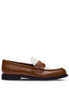 Miu Miu Two-tone Leather Penny Loafers In Brown