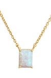 Savvy Cie Jewels Vermeil Emerald Cut Cz Birth Stone Box Cut Necklace In Opal - October