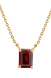 Savvy Cie Jewels Vermeil Emerald Cut Cz Birth Stone Box Cut Necklace In Garnet - January