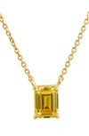 Savvy Cie Jewels Vermeil Emerald Cut Cz Birth Stone Box Cut Necklace In Citrine - November