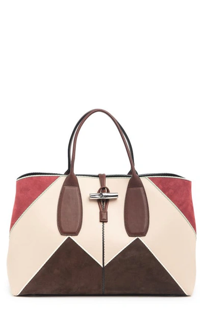Longchamp Roseau Nomade Leather Tote Bag In Brandy