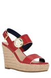 Tommy Hilfiger Kahdy Espadrille Wedge Sandal In Medium Red 610