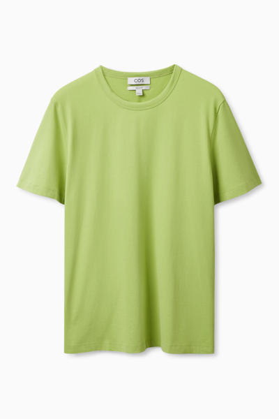 Cos Regular-fit Brushed Cotton T-shirt In Green