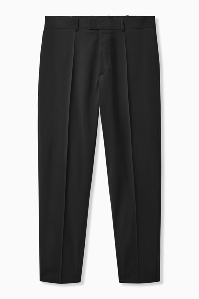 Cos Regular-fit Contrast Wool Trousers In Black | ModeSens