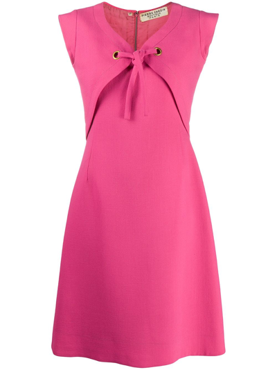 Pre-owned Pierre Cardin Tied Detail Knee-length Dress In Pink