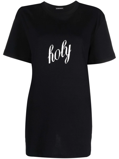 Ann Demeulemeester Holy Print Cotton T-shirt In Black