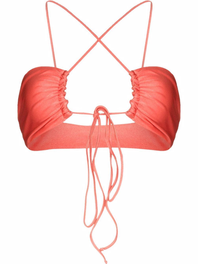 Jade Swim Livi Front-tie Bikini Top In Pink