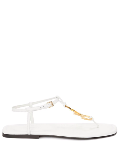 Jw Anderson Logo Leather Thong Sandals In White