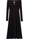 Khaite Cerna Off-shoulder Midi Dress In Black