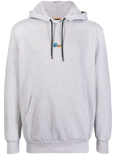 Paul Smith Paint-splatter Logo-print Hoodie In Grey