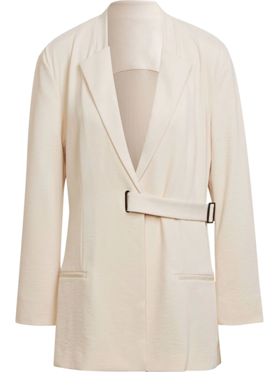 Y-3 Oversized-belted Blazer In Neutrals