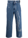 FENDI EARTH-PRINT CROPPED JEANS