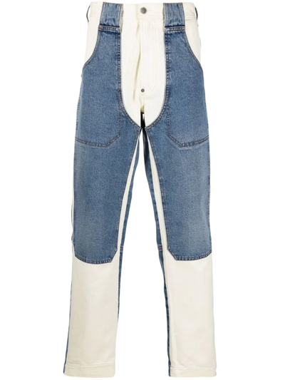 Diesel Panelled Straight-leg Jeans In Blau