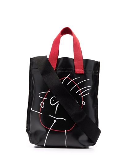 Plan C "pili And Bianca" Vertical Shopping Bag In Nero