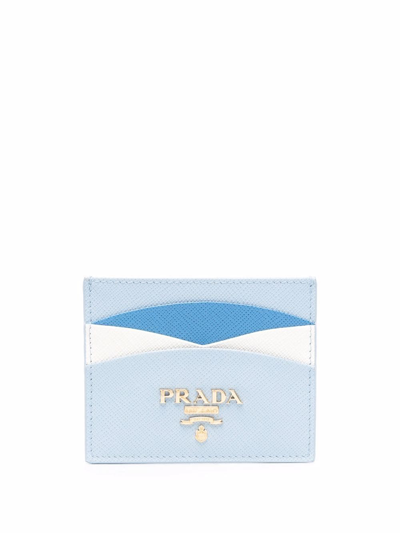 Prada Logo Plaque Cardholder In Blau