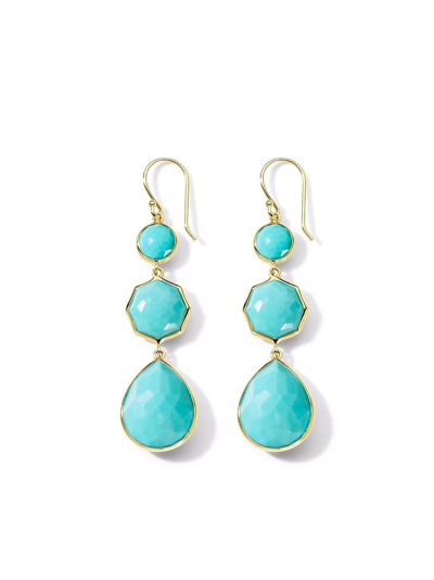 Ippolita 18k Yellow Gold Rock Candy Turquoise Triple Drop Earrings