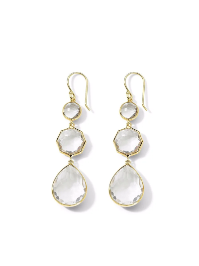 Ippolita 18k Yellow Gold Rock Candy Mother Of Pearl Doublet Triple Drop Earrings In White/gold