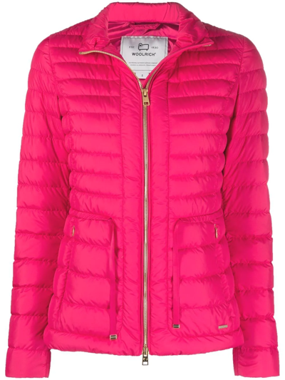 Woolrich Fuchsia Nylon Down Jacket In Pink