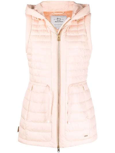 Woolrich Hibiscus Hooded Goose-down Gilet In Rosa