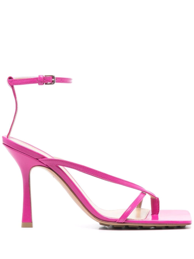 Bottega Veneta Stretch Square-toe Leather Sandals In Pink